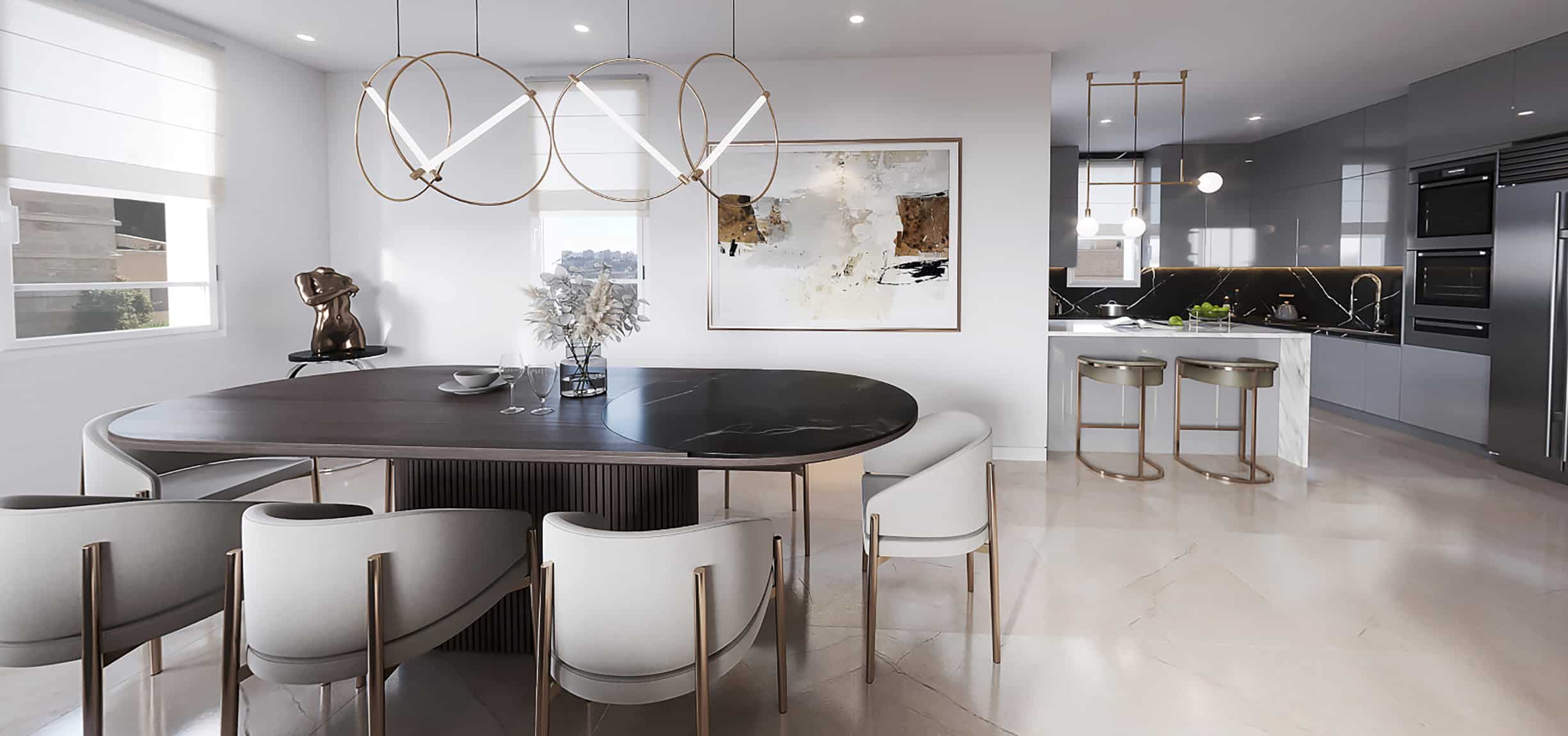 sleek kitchen and living room design in jerusalem